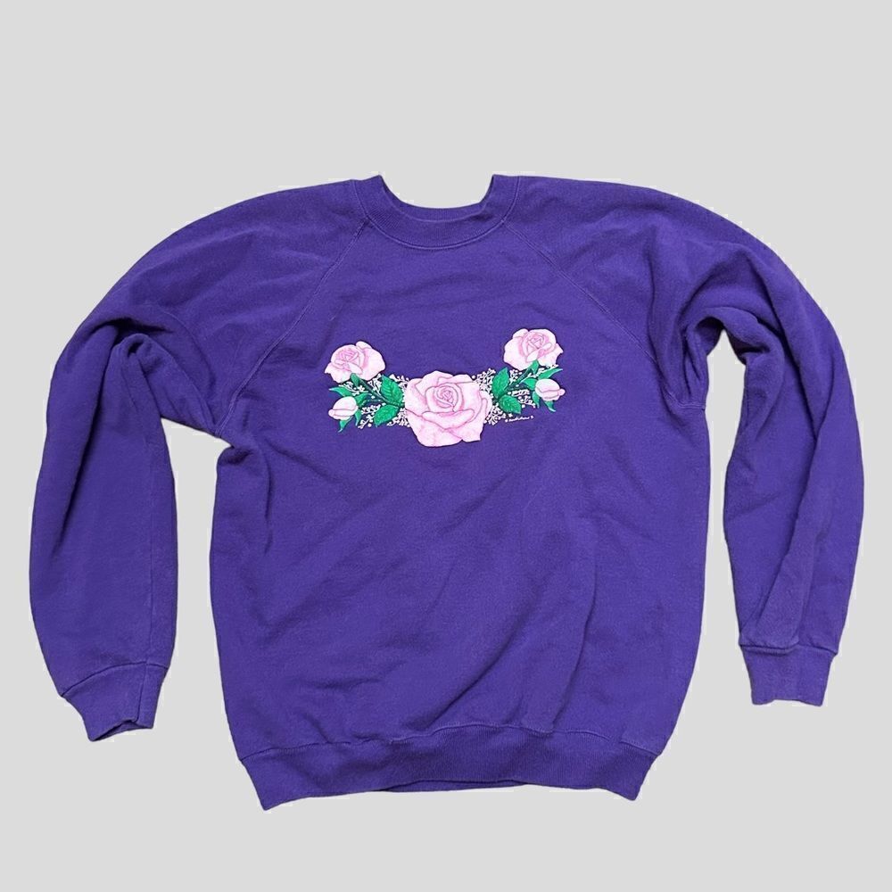 Vintage Purple Roses Crewneck Sweatshirt